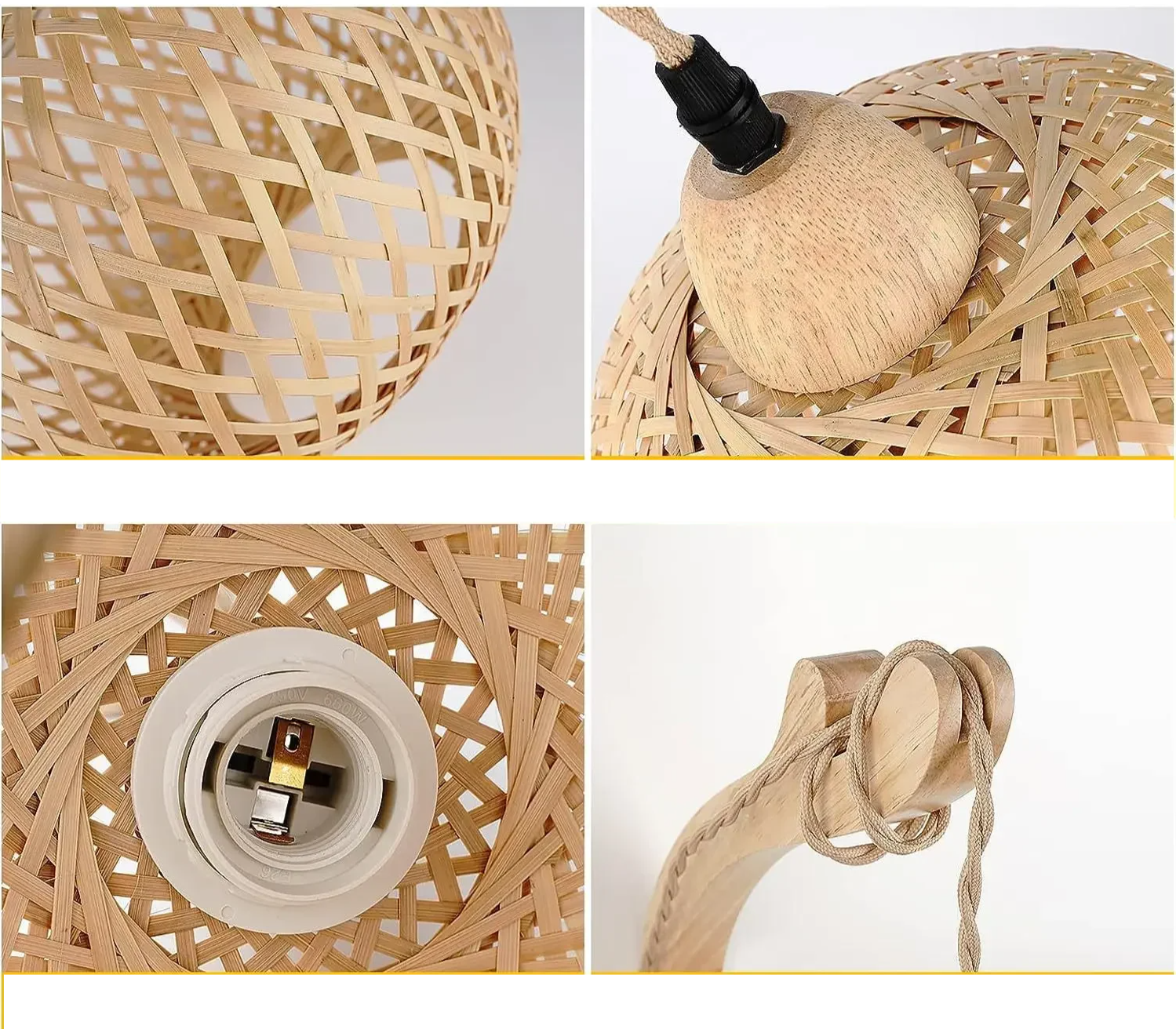 Handgeflochtene - Wandleuchte aus Bambus-Rattan