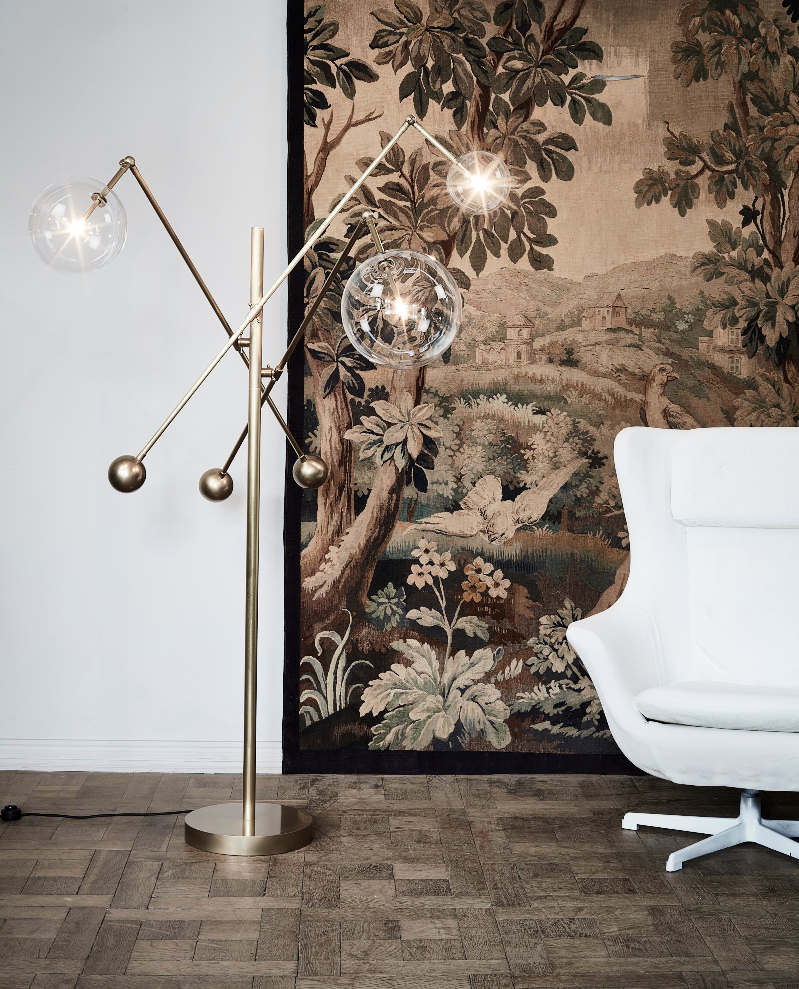 Stela - Designer-Kronleuchter, 3-armig, Metall/Glas
