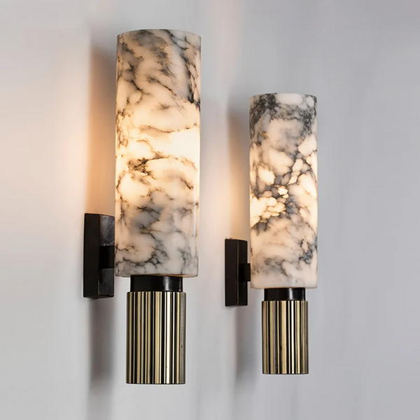 Luxuriöse - Marmor-Wandleuchte, Kupfer & Marmor