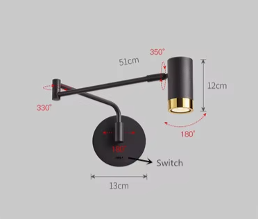 Verstellbare - Wandleuchte mit langem Arm (E27) inkl. LED