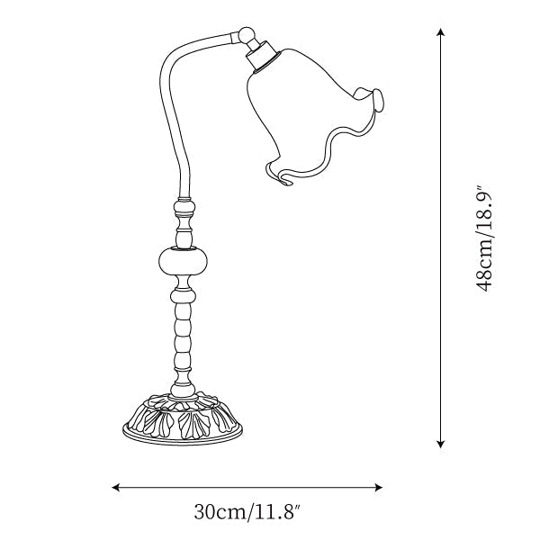 Quelix - Blumen Tischlampe Messing & Glas