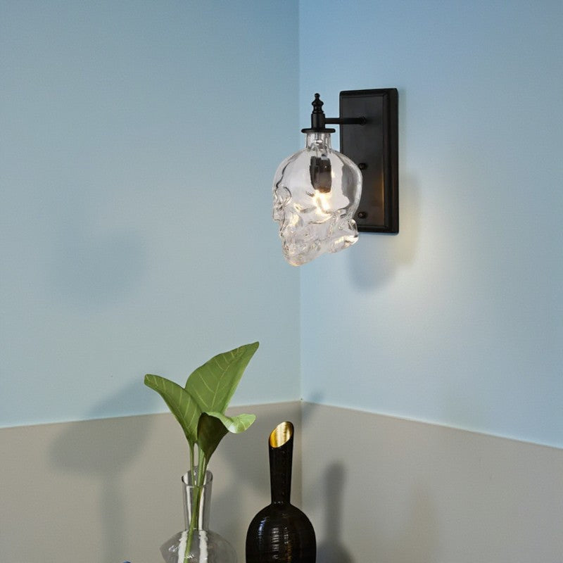 Industrielle Wandleuchte mit schädelförmigem Glasschirm Moderne Beleuchtung