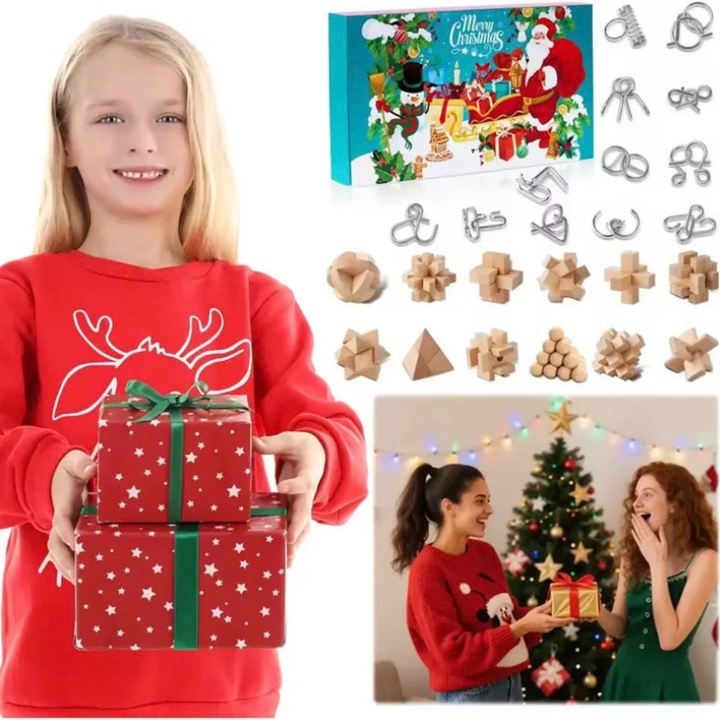 PuzzleForge - Adventskalender mit 24 Puzzles aus Metall und Holz