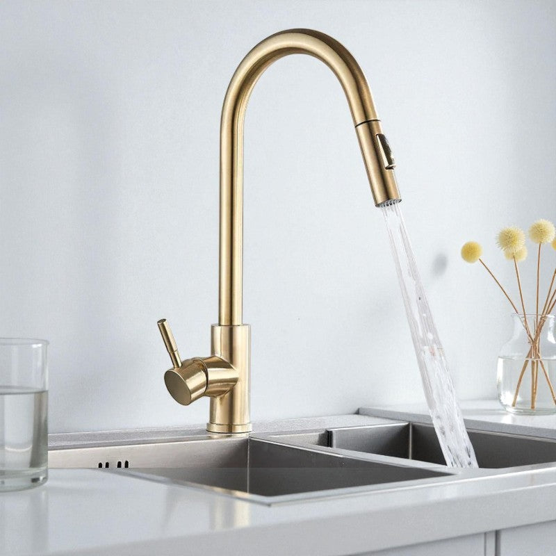 Drehbarer Wasserhahn mit verstellbarem Griff für vielseitige Nutzung in Küche und Bad