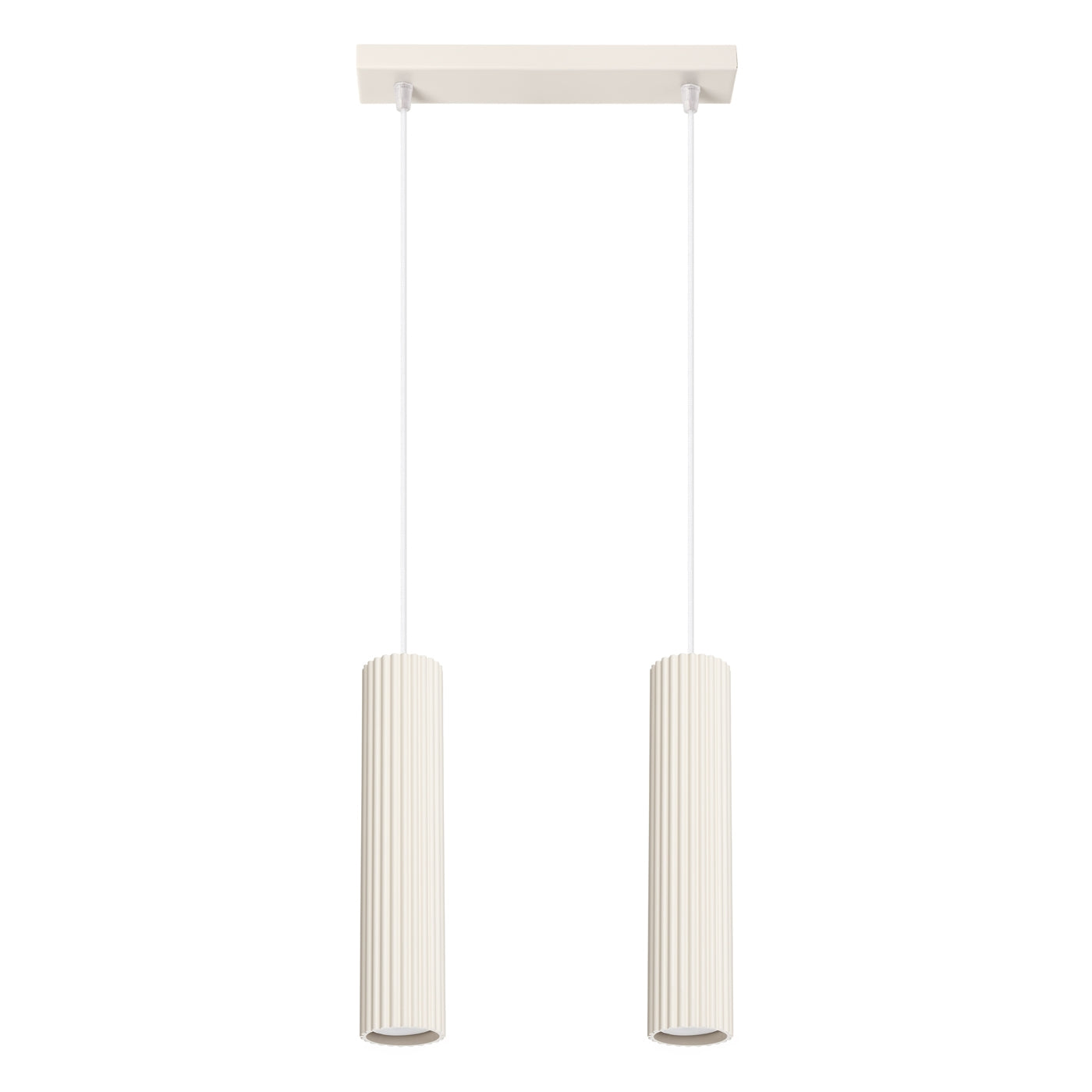 Zenita - Pendelleuchte, 2-flammig, beige, geripptes