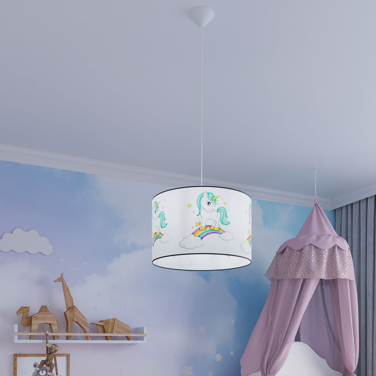 Solara - Einhorn-Pendelleuchte 30, Kinderzimmer, 1-flammig,