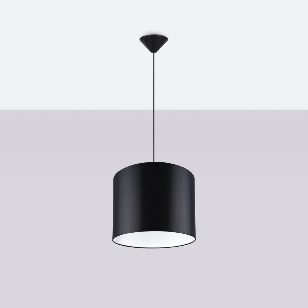 Rondea - Schwarze Pendelleuchte, 30 cm ovaler Stoffschirm
