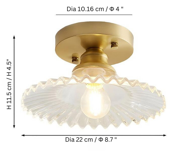 Polara - Vintage-Deckenleuchte aus geripptem Glas,