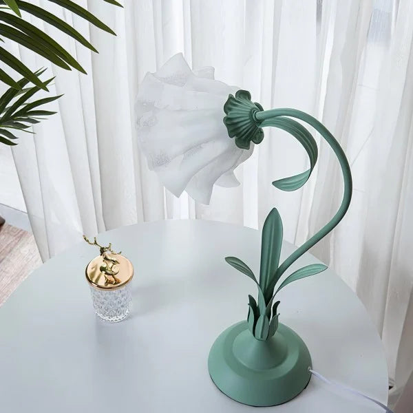 Quelix - Vintage-Tischleuchte mit Blumenmuster, verstellbar