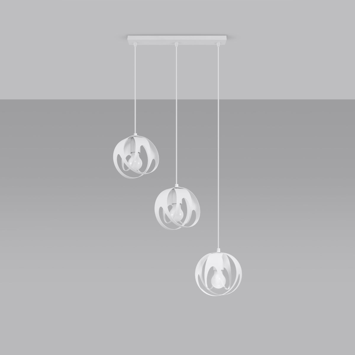 Lucero - Dreiflammige Pendelleuchte, weiß, 117 cm, aus Stahl