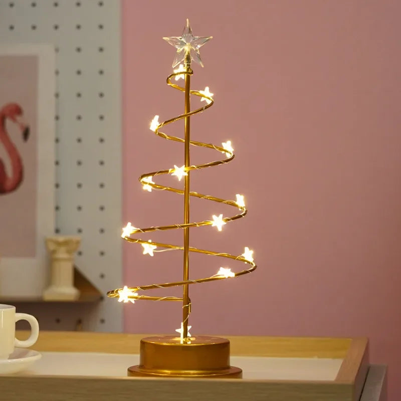 Quelix - LED-Weihnachtsbaum-Tischleuchte mit Kristallmotiv