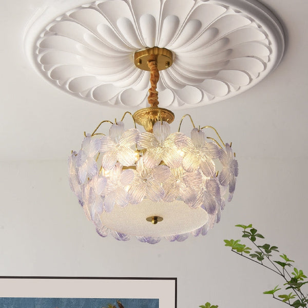 Aurela - Vintage-Kronleuchter aus Buntglas, Blütenform