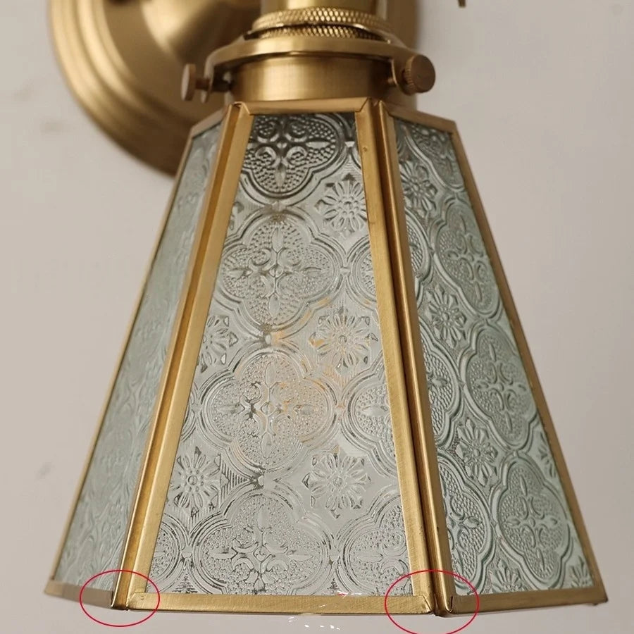 Murio - Tiffany-Glas-Wandleuchte mit Kupferakzenten