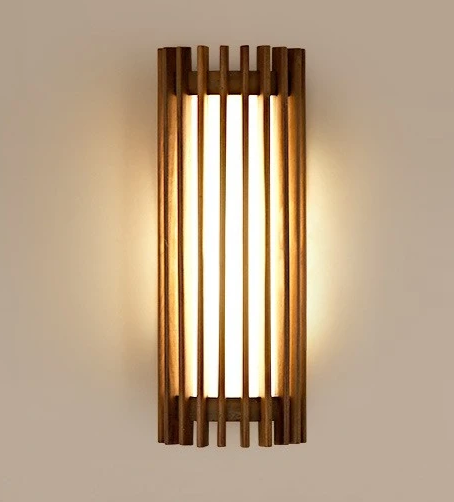 Walnussoptik - Wabi-Sabi-Wandleuchte, Walnussoptik