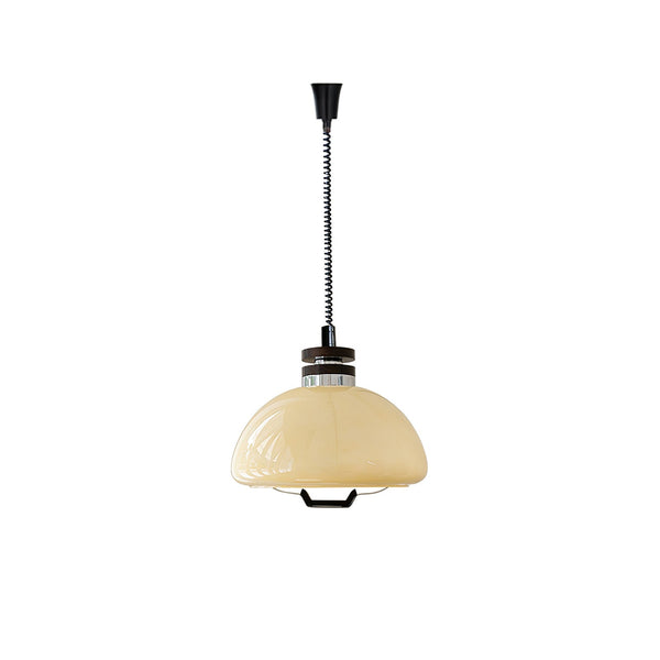Halona - Pudding-Pendelleuchte aus Glas, Metall und Holz
