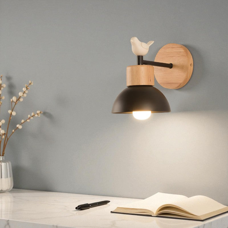 Wandleuchte mit Vogel-Design und gebogenem Ständer