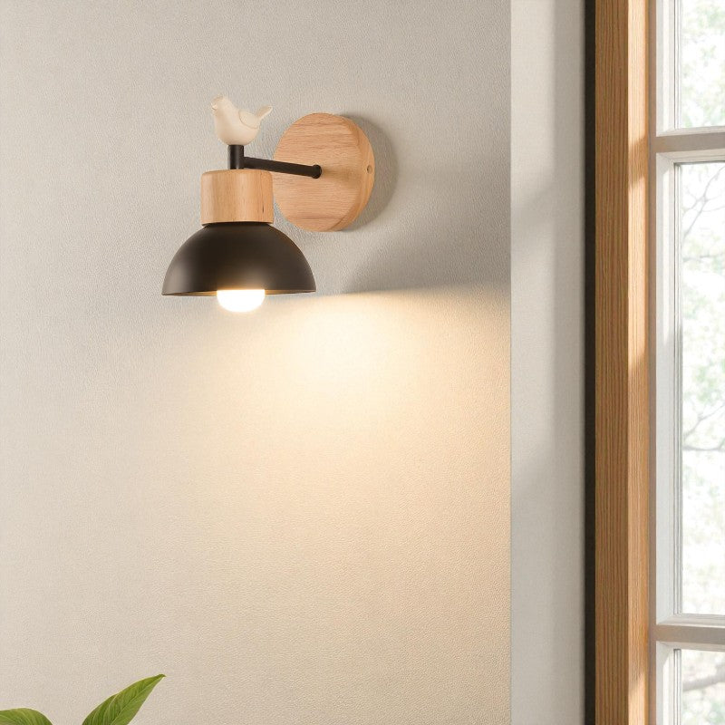 Wandleuchte mit Vogel-Design und gebogenem Ständer