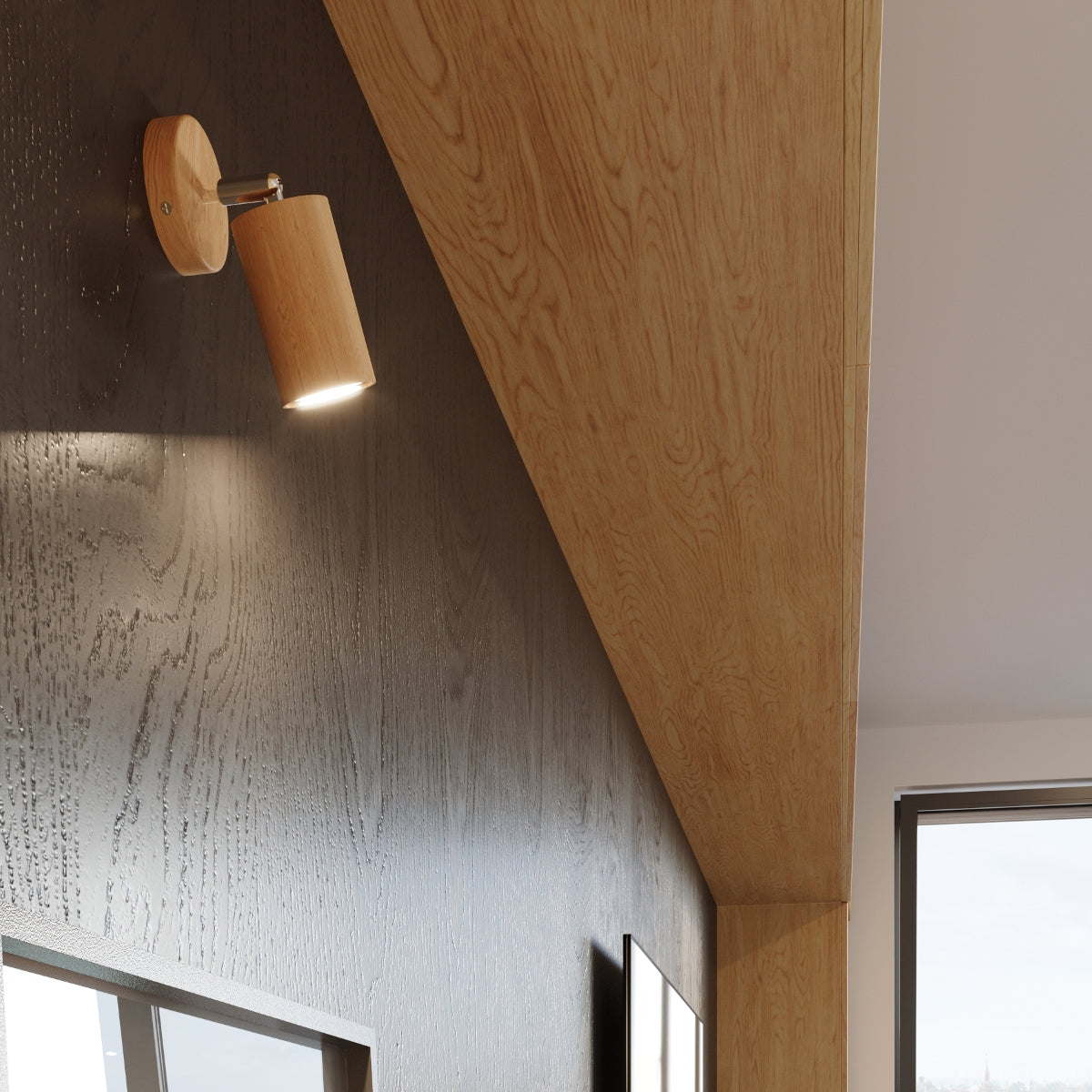 Spotix - Deckenleuchte aus Eichenholz, 4-flammig mit