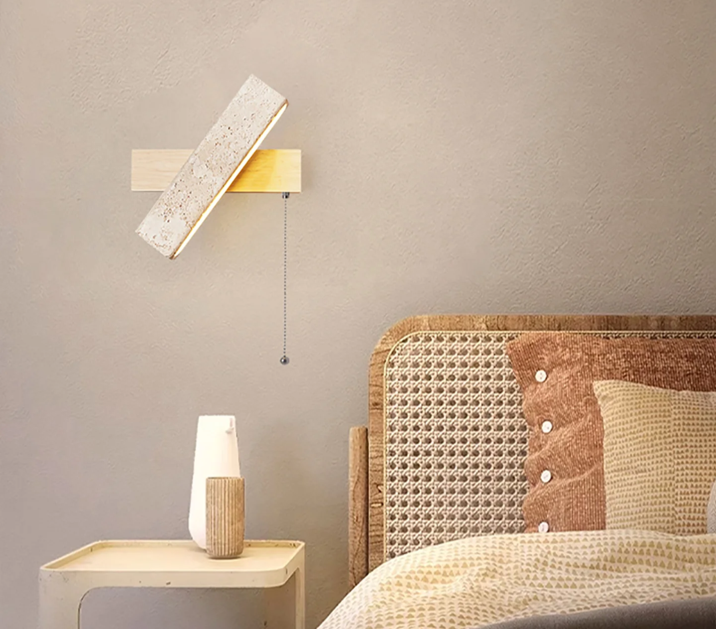 Travertin - Wandlampe dimmbar LED mit Zugschalter