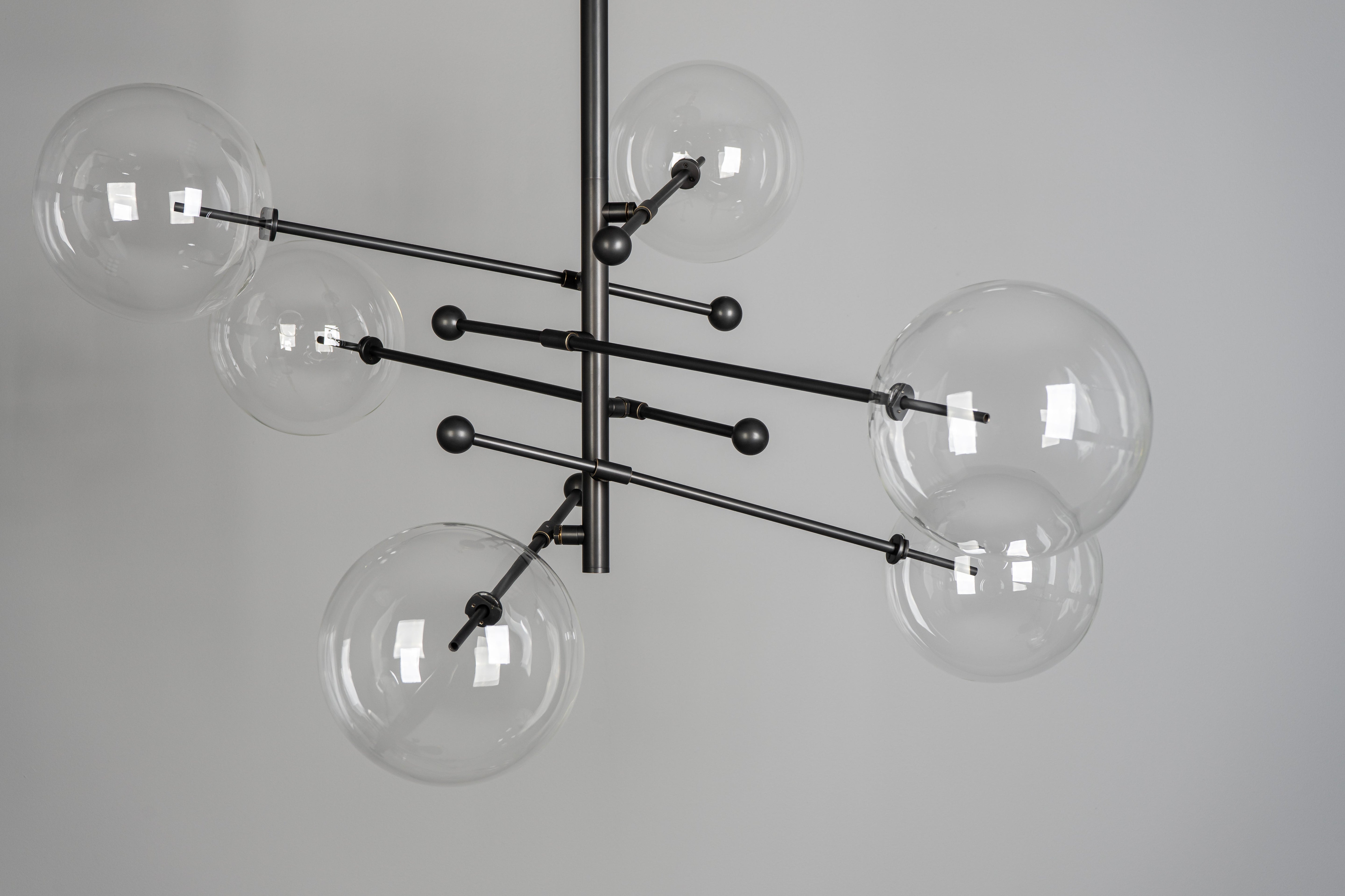 Claria - Designer-Kronleuchter mit 6 Armen, Metall/Glas