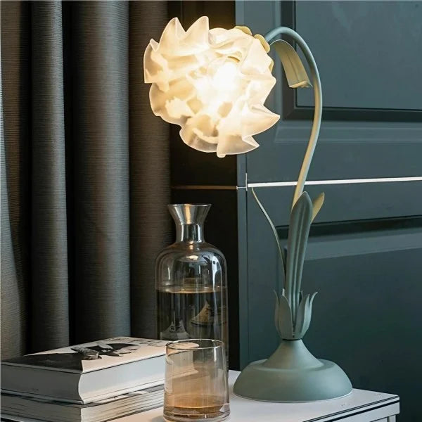 Quelix - Vintage-Tischleuchte mit Blumenmuster, verstellbar