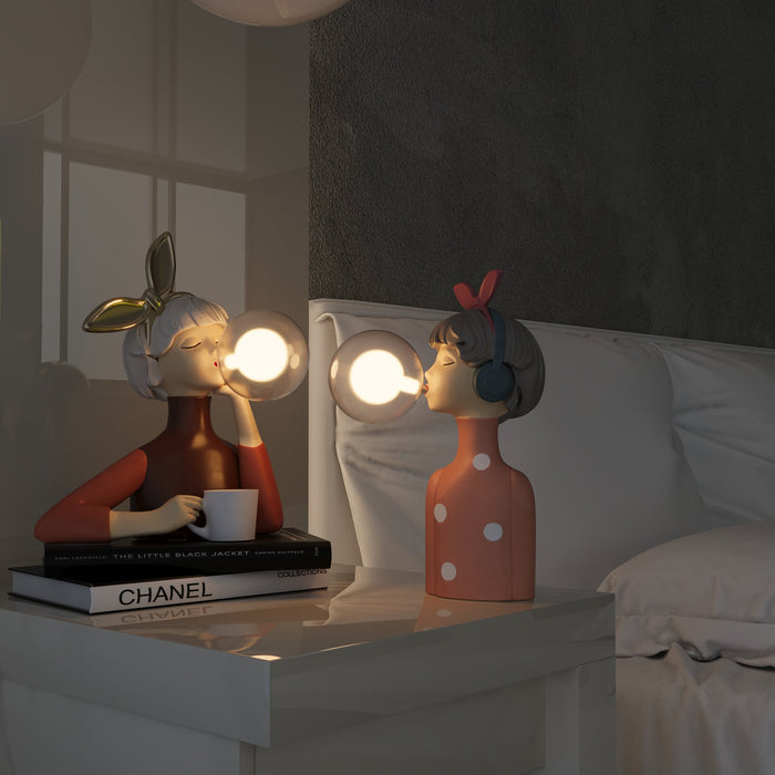 Lino - Tischlampe Holz & Glas mit LED Beleuchtung