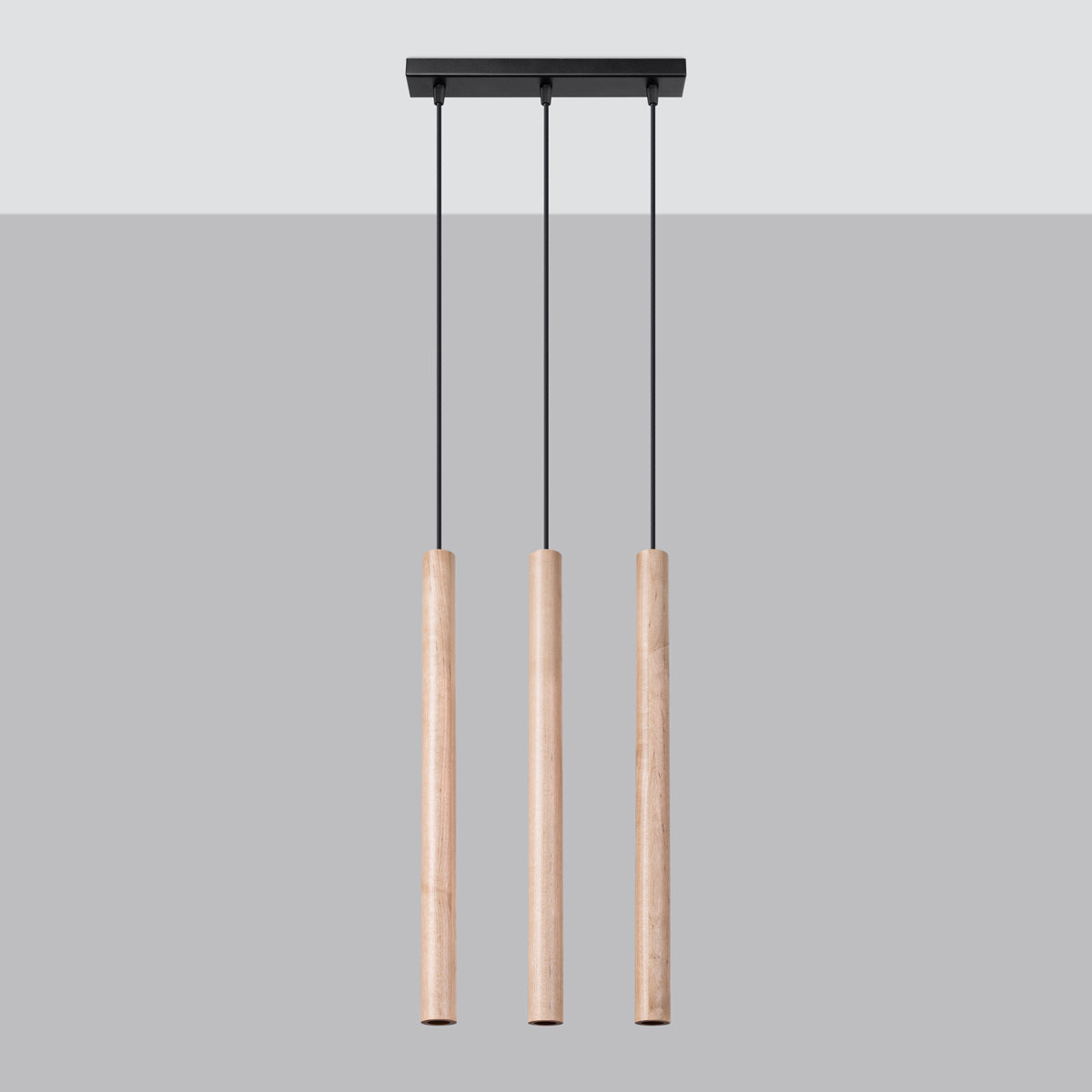 Halona - Dreiflammige Pendelleuchte aus Holz/Stahl mit
