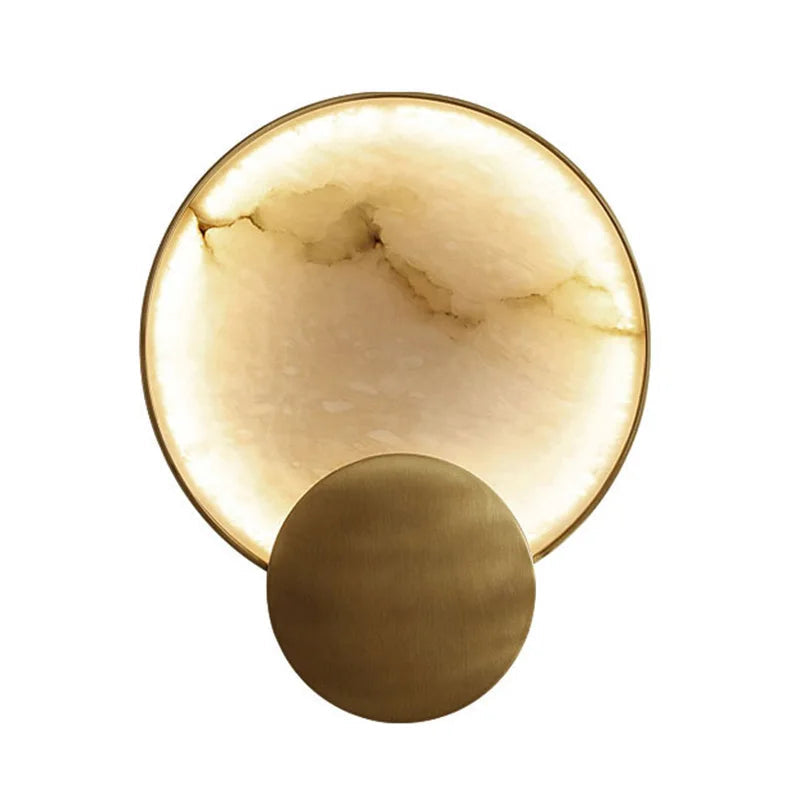 Luzana - Runde Marmor-Wandleuchte mit Kupferfinish in Gold