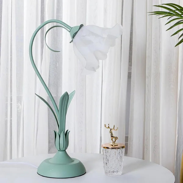 Quelix - Vintage-Tischleuchte mit Blumenmuster, verstellbar