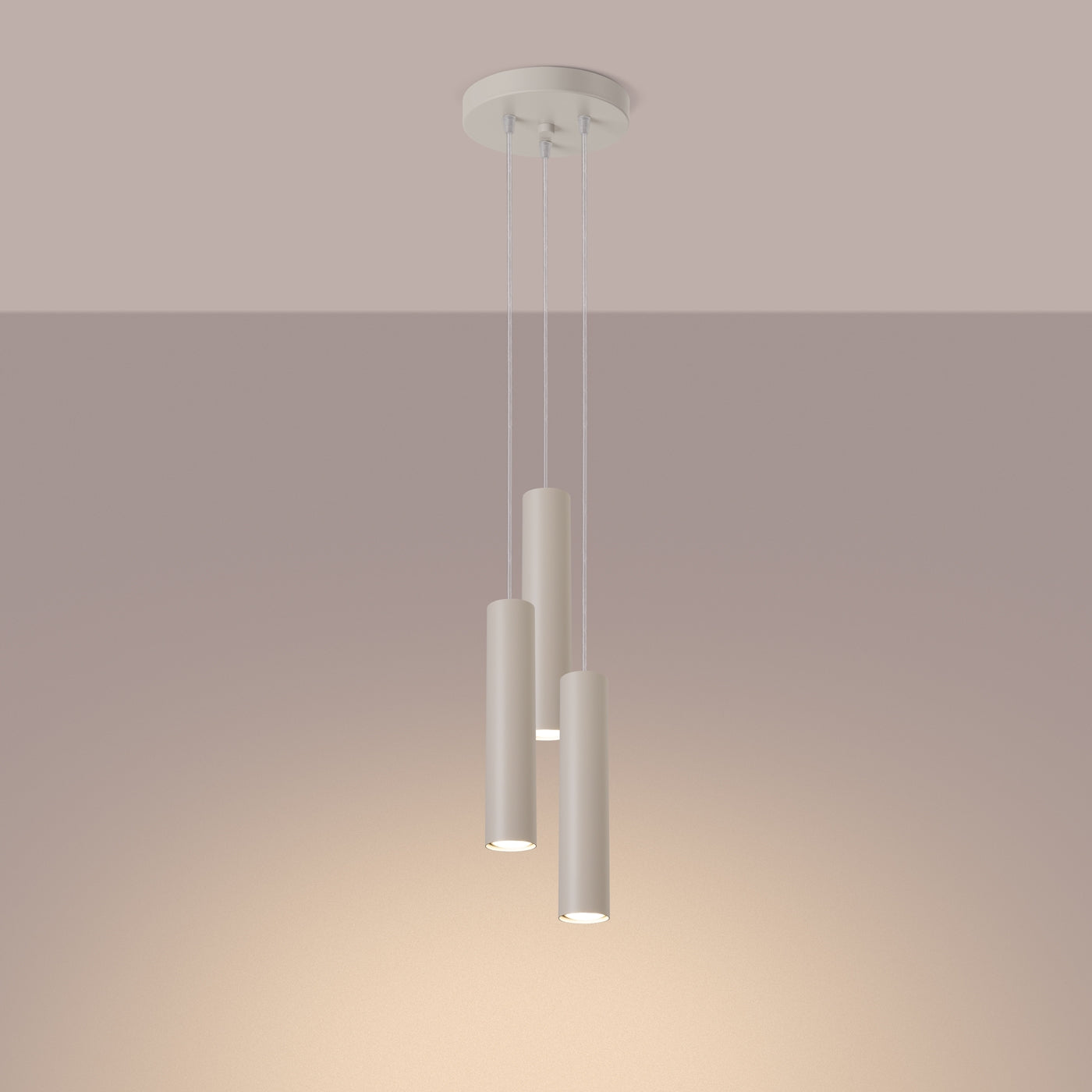 Vortex - Pendelleuchte, 3-flammig, beige mit zylindrischen