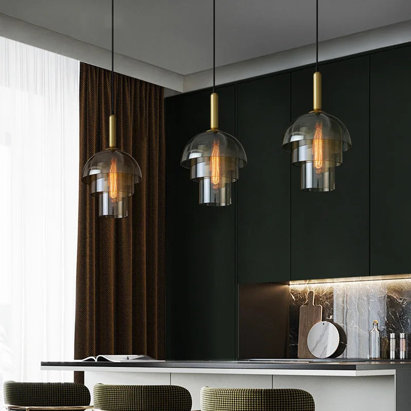Lucero - Vintage-Pendelleuchte aus Glas in Champagner