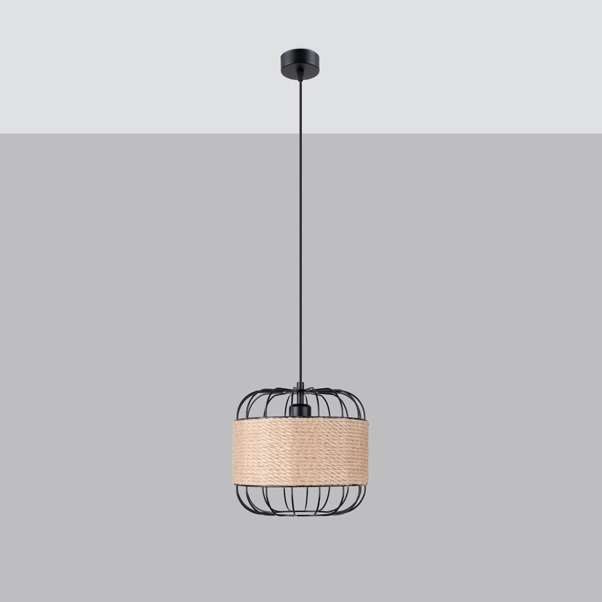 FOST - Pendelleuchte, schwarz, Stahl-/Holzoptik, 26 x 26 x