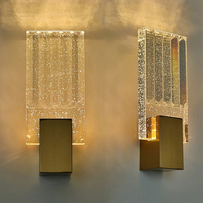Wallix - Goldene LED-Wandleuchte mit Kristallblasen