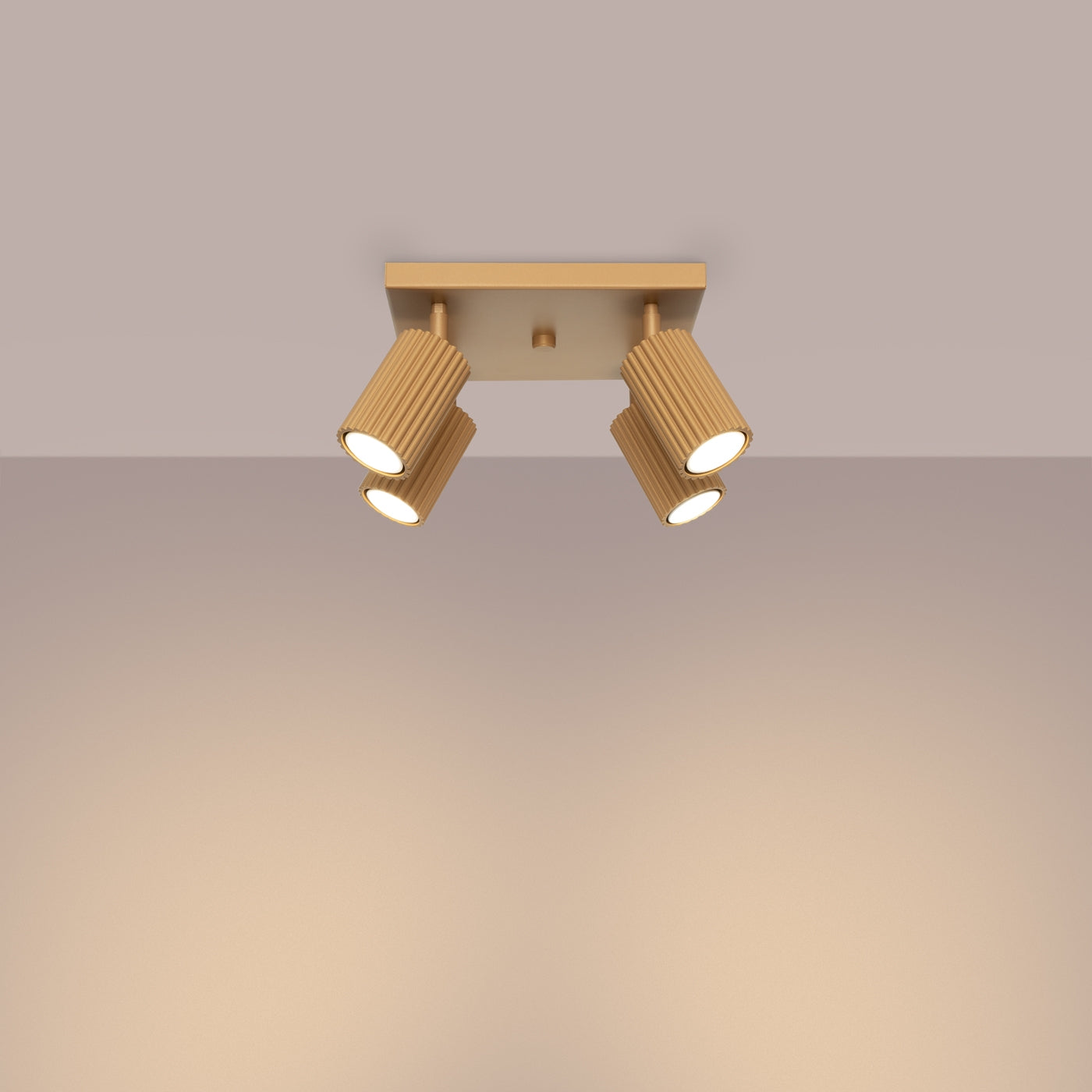 Radial - Goldene Deckenleuchte mit 4 Leuchten