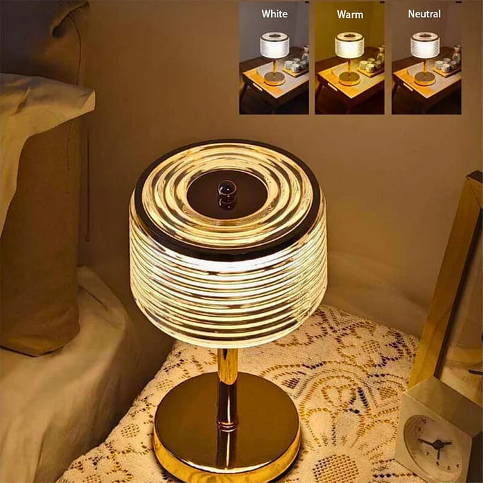 Lino - Goldene LED-Ring-Tischleuchte mit 3 Lichtfarben