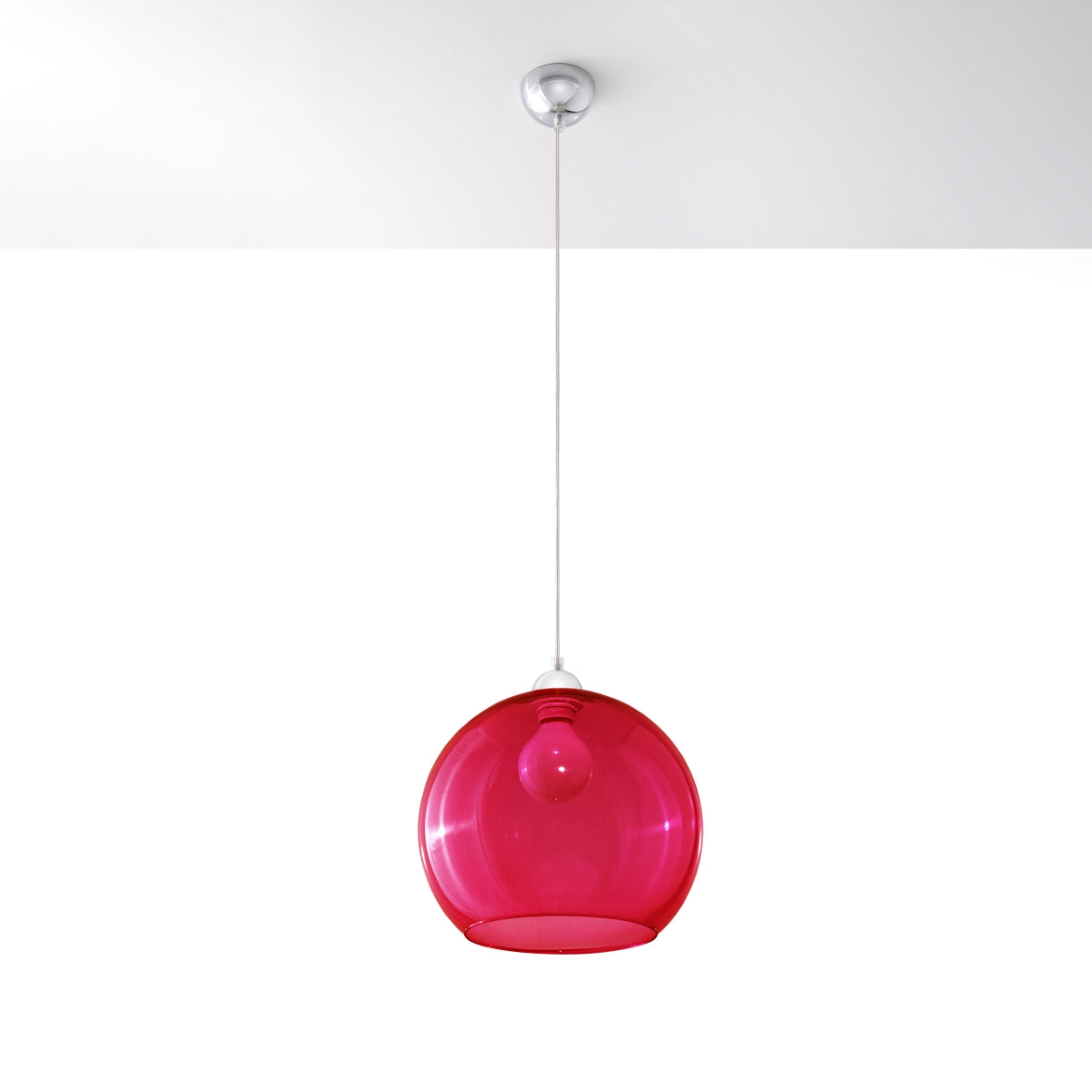 Halona - Rote Glaskugel-Pendelleuchte