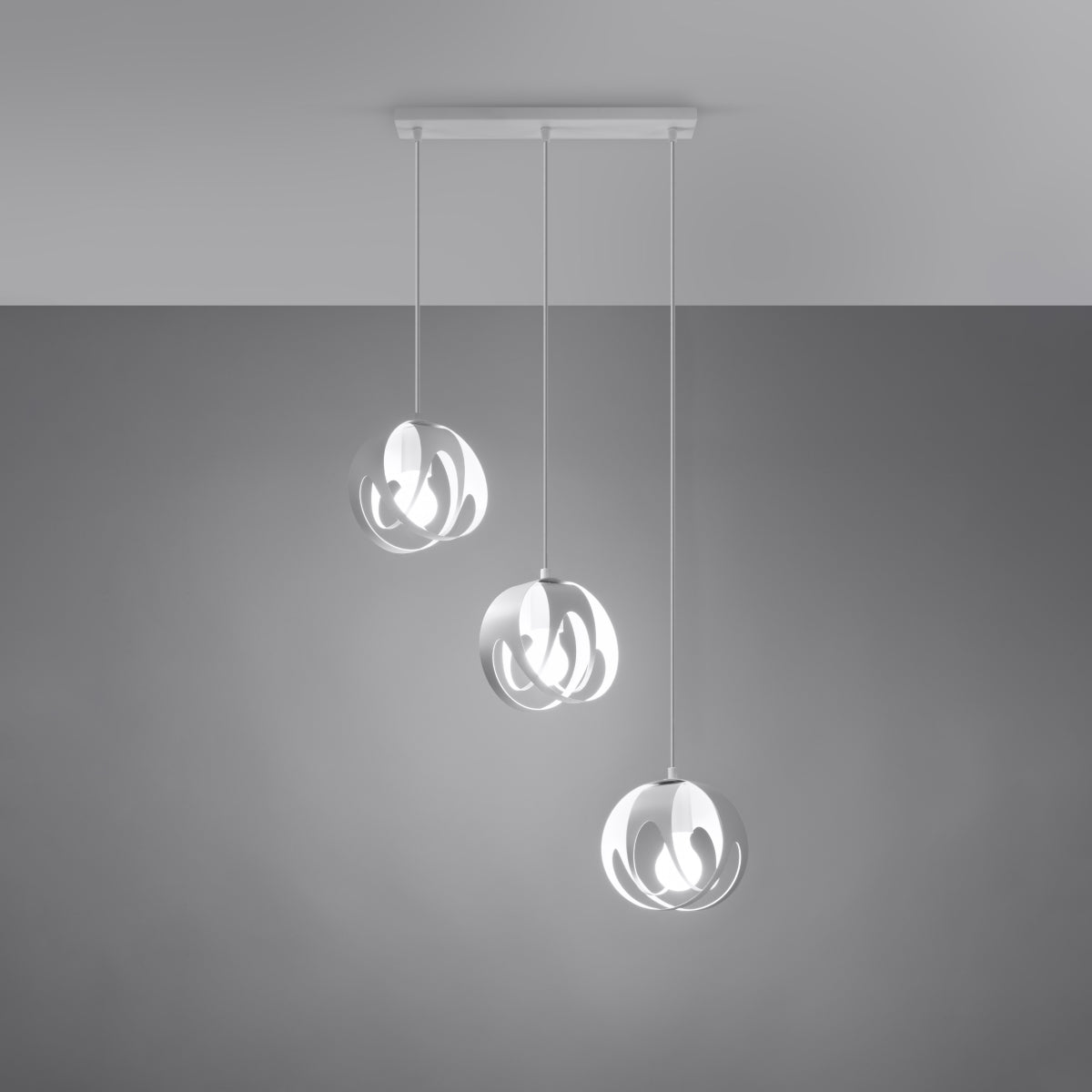 Lucero - Dreiflammige Pendelleuchte, weiß, 117 cm, aus Stahl