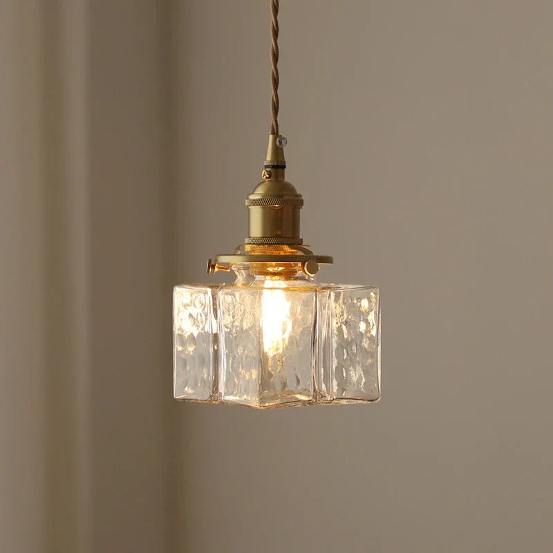Fatima - Retro-Glaspendelleuchte mit Goldkabel