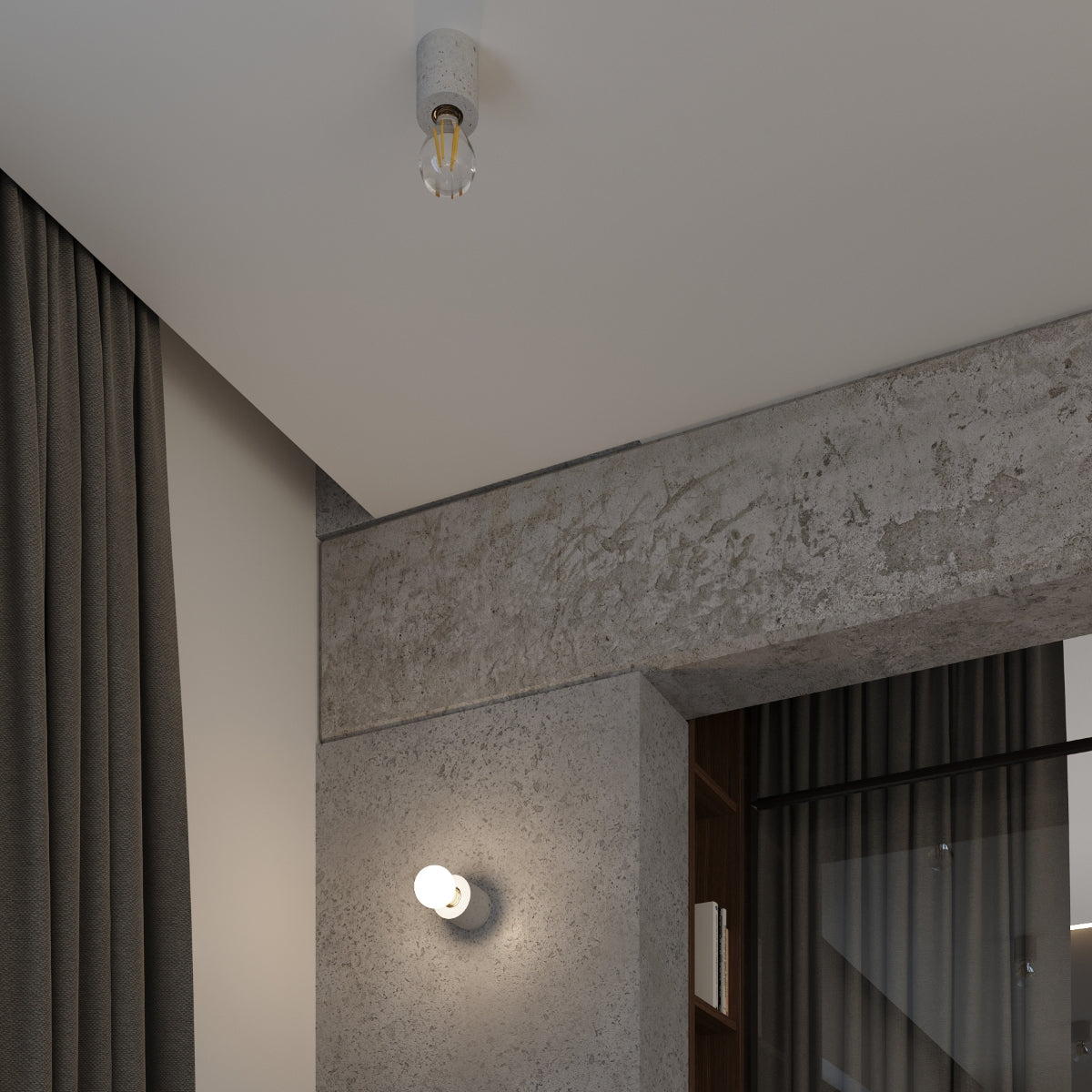 Minimalistische - Tischleuchte aus Beton in Grau