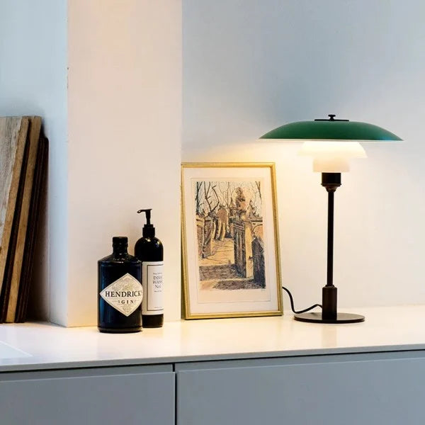Mesalux - Design Tischlampe Metall & Opalglas