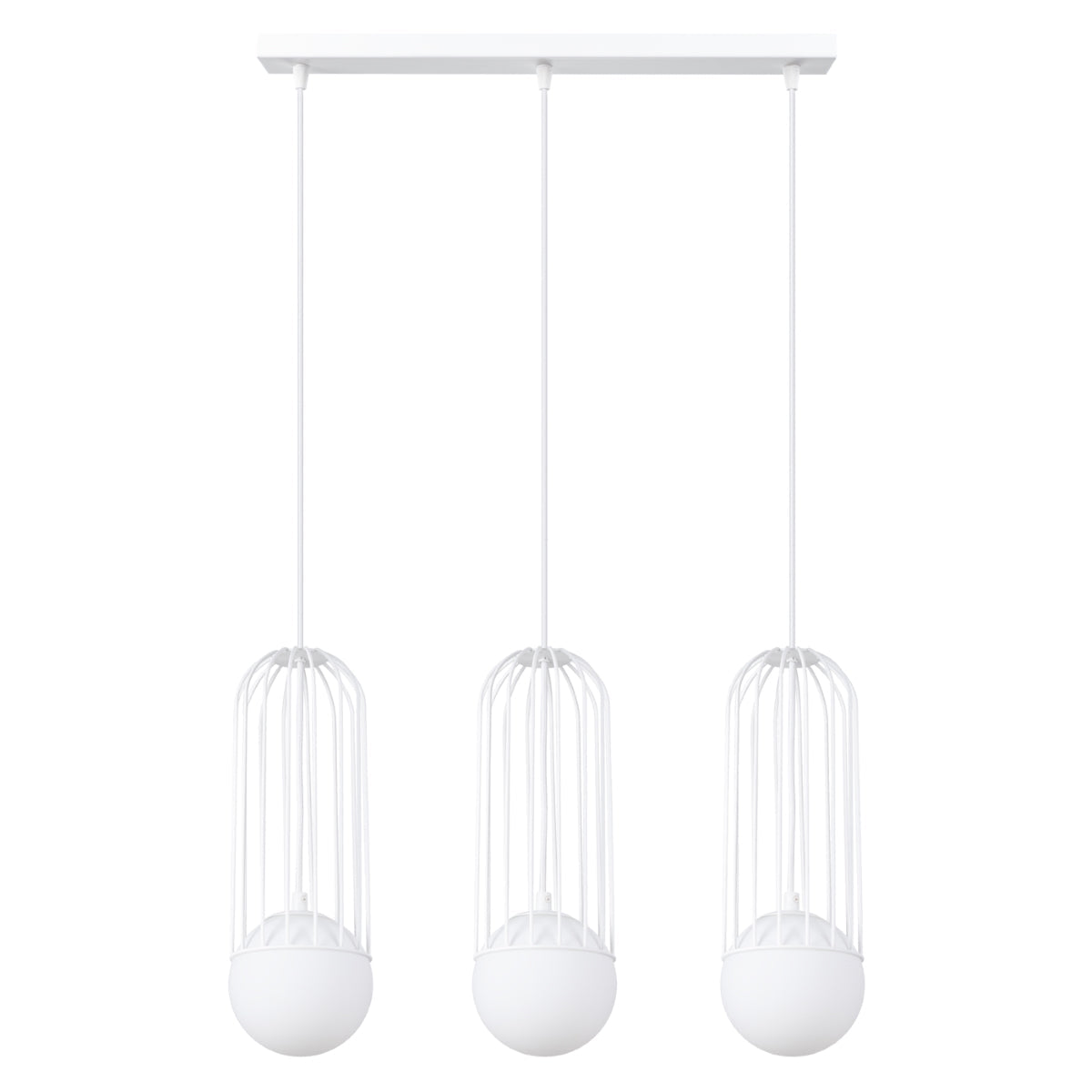 BRINA - Pendelleuchte, 3-flammig, weißer Stahl, 54 x 12 x