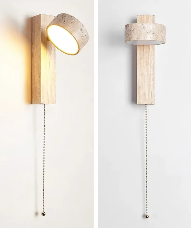 Wallix - Cremefarbene LED-Wandleuchte mit Zugschalter