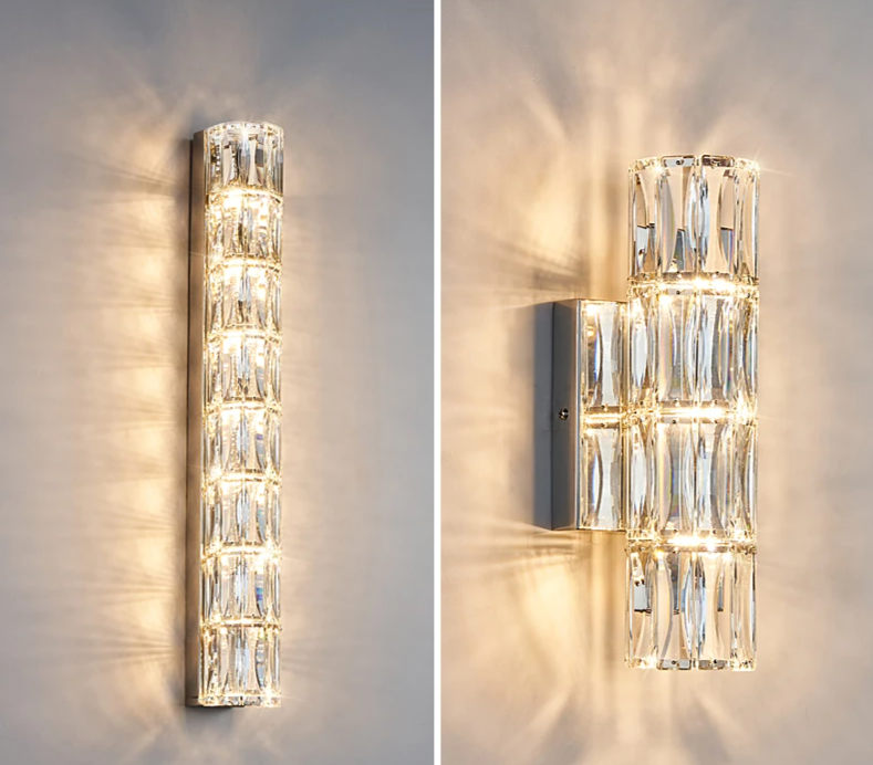 Brio - Kristall-LED-Wandleuchte aus Edelstahl
