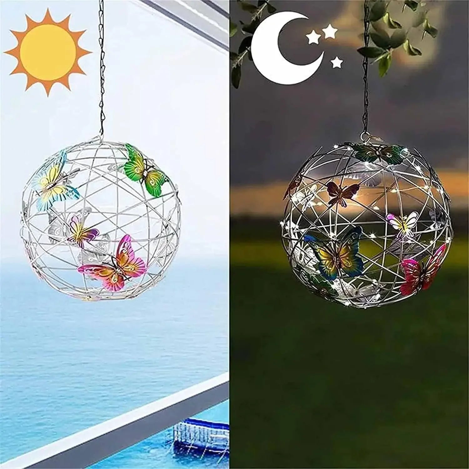 Stylo - Solar-Hängeleuchte in Kugelform mit
