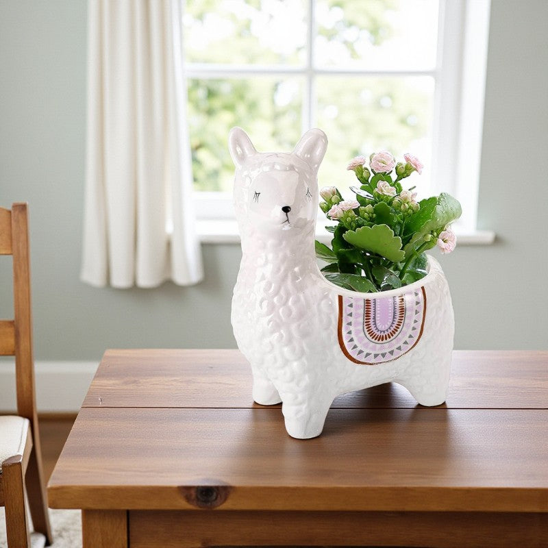 Niedlicher Blumenübertopf in Alpaka-Form für den Innenbereich Einzigartiger Schreibtisch-Planter für die Wohnkultur