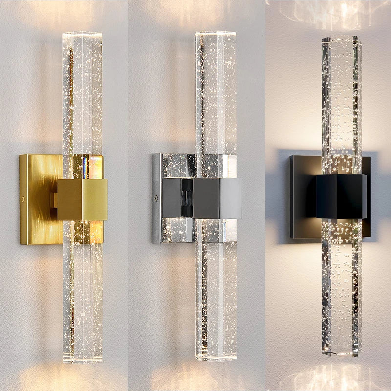 Wallix - Goldene LED-Wandleuchte mit Kristallblasen