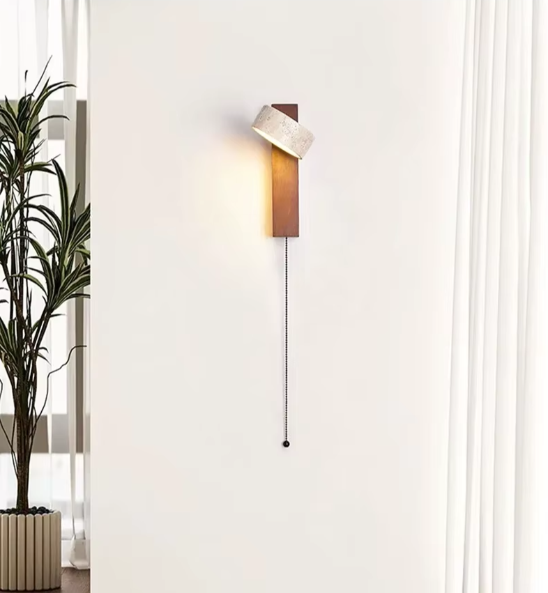 Wallix - Cremefarbene LED-Wandleuchte mit Zugschalter