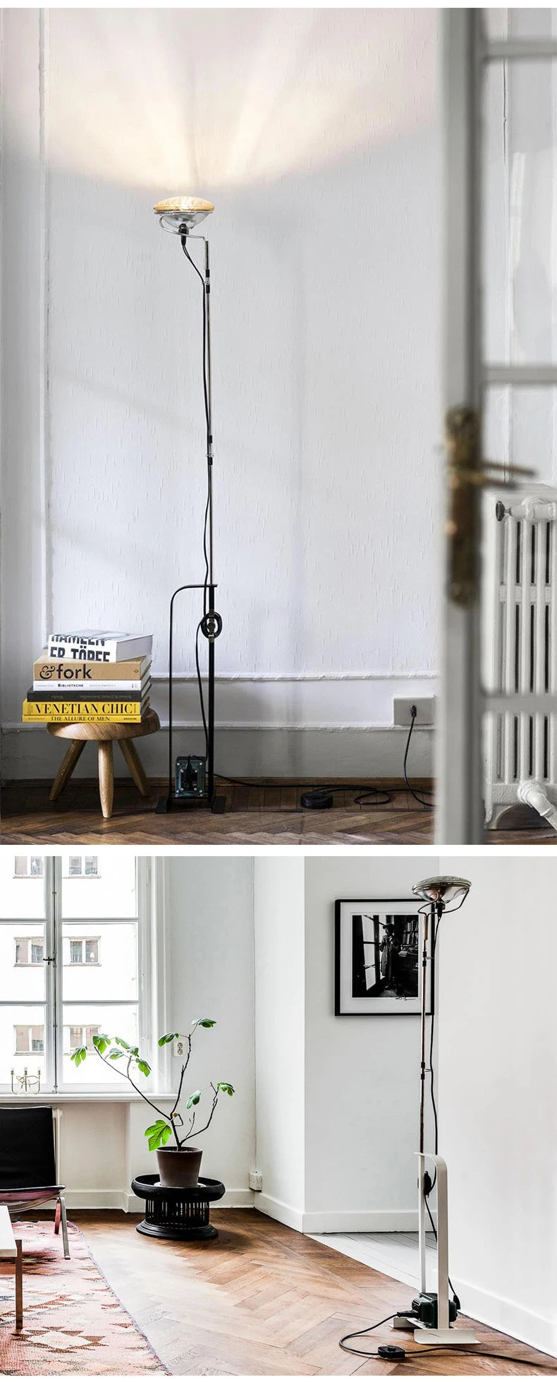Linara - Art-Deco-Stehleuchte aus Chrom ohne Schirm