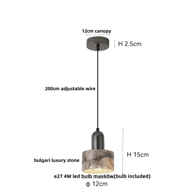 Bulgari - Pendelleuchte aus Naturstein mit E27-Fassung