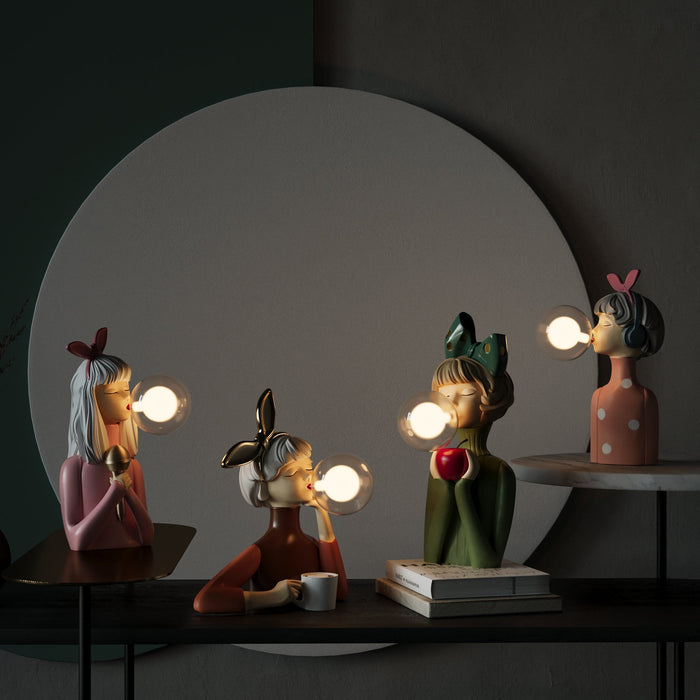 Lino - Tischlampe Holz & Glas mit LED Beleuchtung